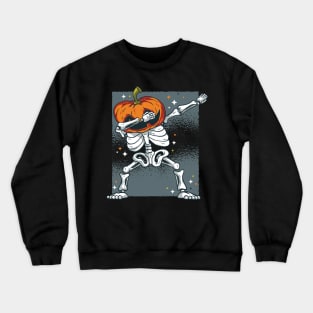 Skeleton with pumpkin head makes the DAB Crewneck Sweatshirt